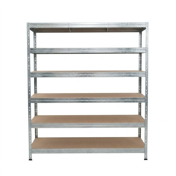 Estantería metálica sin tornillos RIVET PRO con tablero aglomerado 252x150x60cm 6 niveles galvanizado