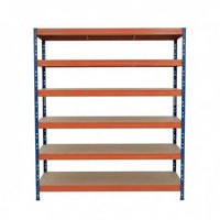Metallregal Rivet DTD 252x150x60 cm, 6 Ebenen, blau-orange lackiert