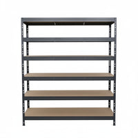 Estantería metálica sin tornillos RIVET PRO con tablero aglomerado 252x150x60cm 6 niveles gris