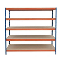 Blau-orange Metallregal Rivet DTD 252x180x45 cm mit 5 Ebenen