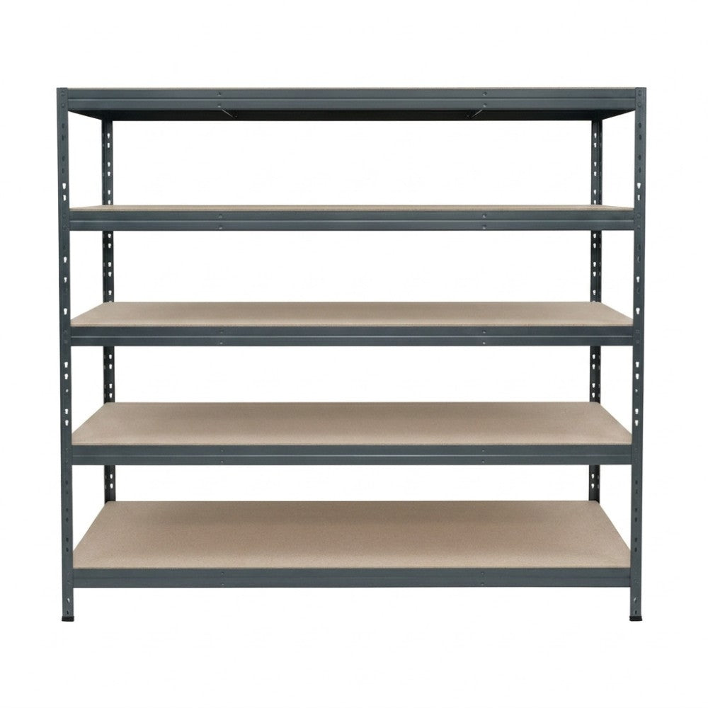 Graues Metallregal Rivet DTD 252x180x45 cm mit 5 Ebenen