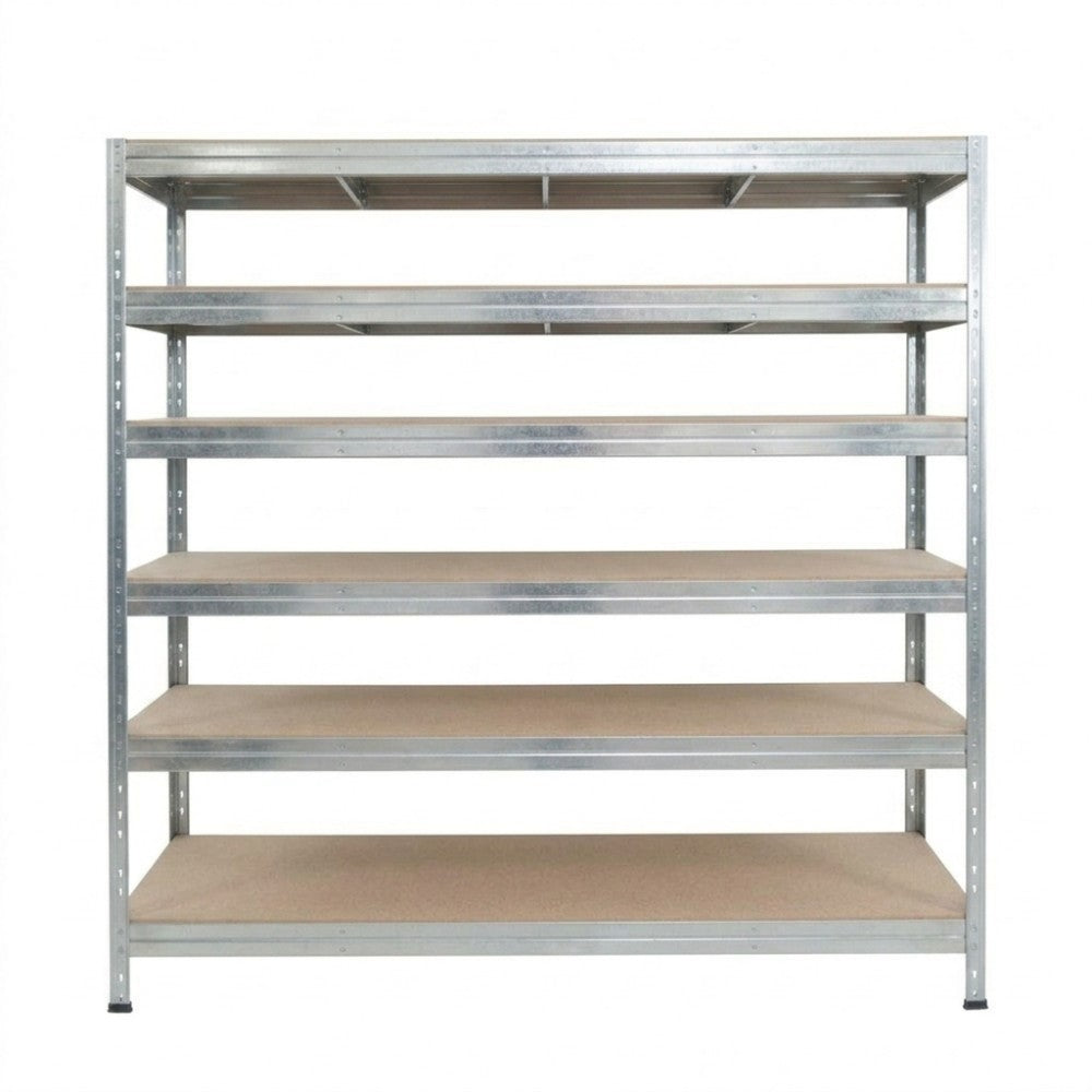 Estantería metálica sin tornillos RIVET PRO con tablero aglomerado 252x180x60cm 6 niveles galvanizado