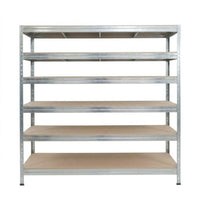 Estantería metálica sin tornillos RIVET PRO con tablero aglomerado 252x180x60cm 6 niveles galvanizado
