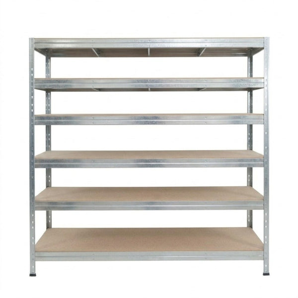 Estantería metálica sin tornillos RIVET PRO con tablero aglomerado 252x180x60cm 6 niveles galvanizado