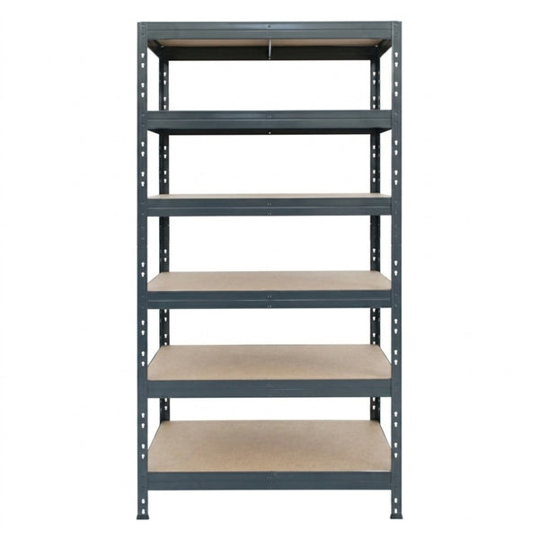 Estantería metálica sin tornillos RIVET PRO con tablero aglomerado 252x90x45cm 6 niveles gris