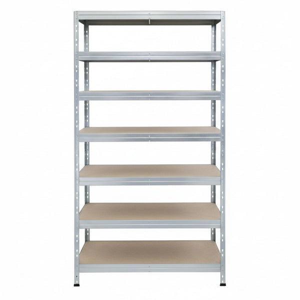 Estantería metálica sin tornillos RIVET PRO con tablero aglomerado 252x90x45cm 7 niveles galvanizado