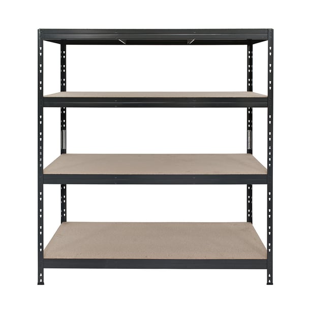 Rivet Pro DTD graues Metallregal 150 cm breit mit 4 Ebenen, Frontansicht