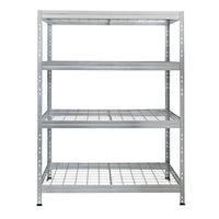Přední pohled na galvanizovaný drátěný regál Rivet Pro 120 cm se 4 policemi