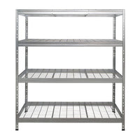 Vorderansicht des galvanisierten Rivet Pro Drahtregals 150 cm mit 4 Ebenen