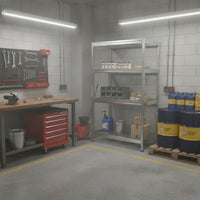 Schwerlastregal RIVET PRO 180x90x60cm Stahlgitterboden 4 Böden Verzinkt